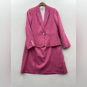 CBO New York Skirt Suit Women’s 16 Pink Fully Lined Linen Blend